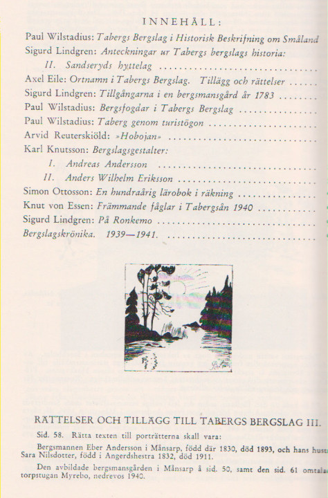 TABERGS BERGSLAG IV No 4 -1974 - INNEHÅLL -