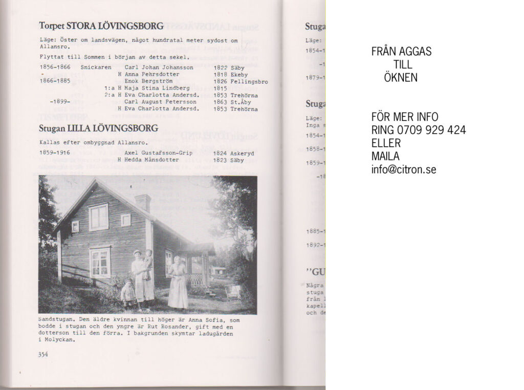 Exempel på torpredovisning i "Från Aggas till Öknen, bygd och boende i gamla Säby