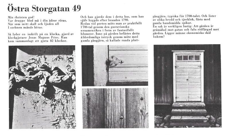 Detaljbild av beslag på Fries-Queckfeldtska gården, Östra Storgatan 49 – ett knuttimrat 1700-talshus med välbevarad exteriör.
